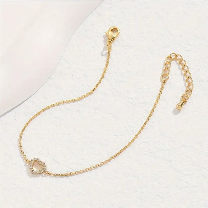 Mini Love Heart 21K Gold Chain Bracelet