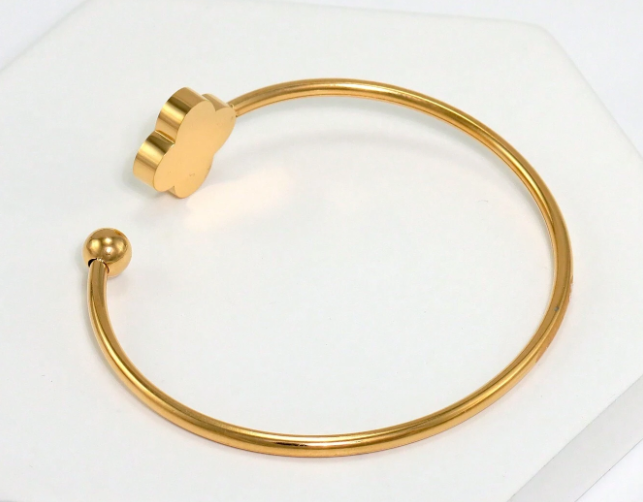 Flower Sphere Open Cuff 21K Gold Bangle