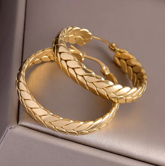 Geometric Luxury Jewelry 21k Gold Hoop Earrings