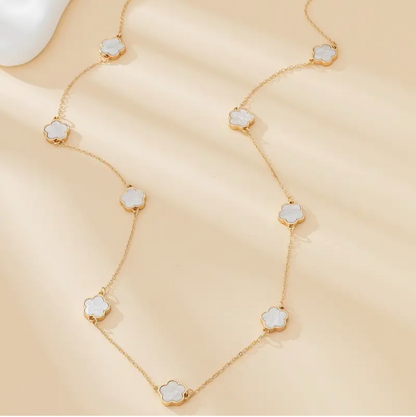 Flower Charm Style Long 21K Gold Pendant Necklace