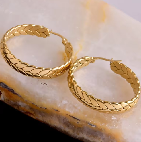 Geometric Luxury Jewelry 21k Gold Hoop Earrings