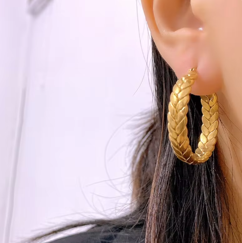 Geometric Luxury Jewelry 21k Gold Hoop Earrings