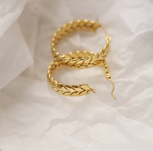Geometric Luxury Jewelry 21k Gold Hoop Earrings