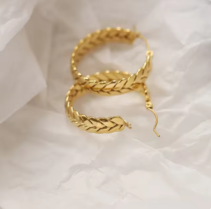 Geometric Luxury Jewelry 21k Gold Hoop Earrings