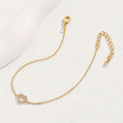 Mini Love Heart 21K Gold Chain Bracelet